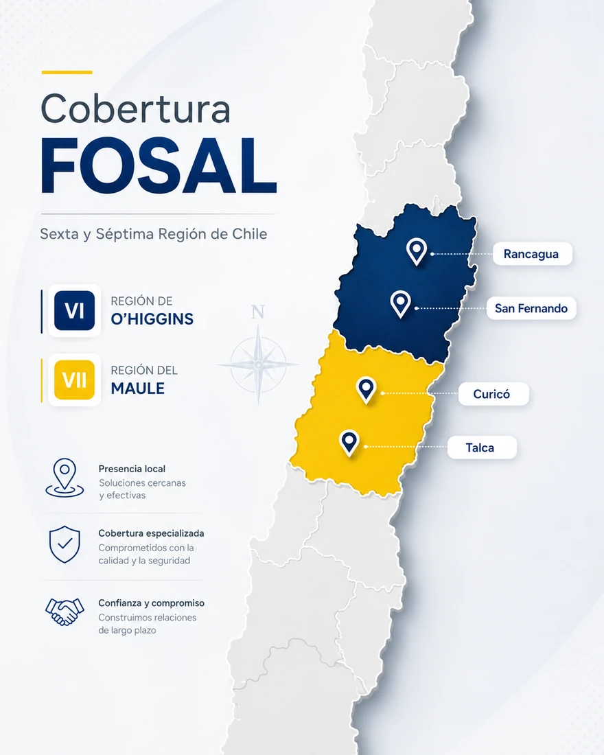Mapa de Chile resaltando la Sexta y Séptima Región
